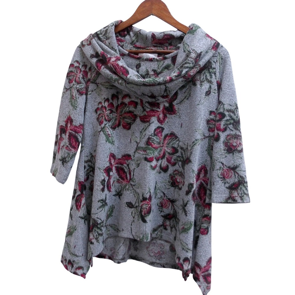New‎ Directions Cowl Neck Floral Print Tunic Top Soft Women Medium / #1284